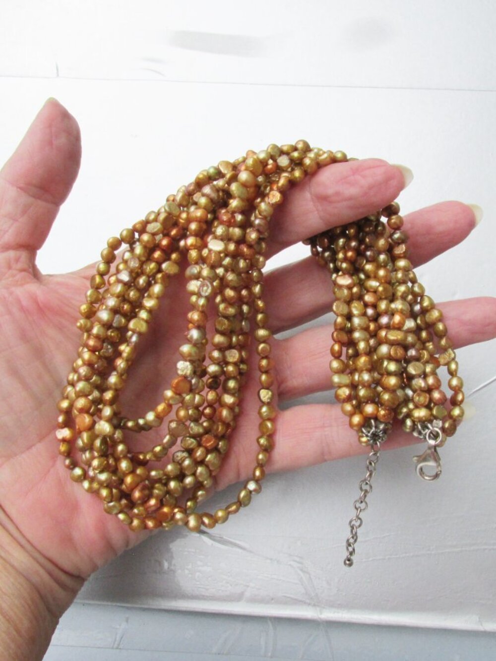 Retired SILPADA Shades of Copper 8 Str Freshwater Pearl Sterling Necklace N1366 - Picture 3 of 4